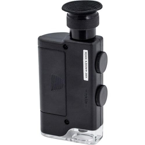 LED 200-240X Optical Zoom Microscope HD Jewellery Magnifying Glass Portable Miniature Microscope Banknote Checking Magnifier