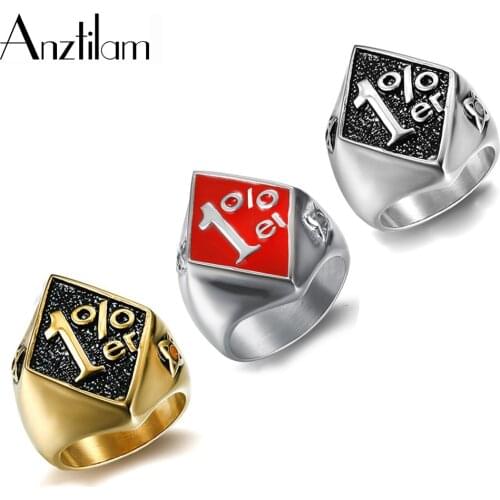 Hip Hop Stainless Steel 1%er Punk Rings for Men Rings for Men Biker Club Rapper Skull Ring Jewelry