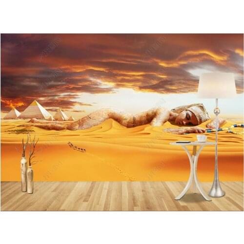 Wallpaper photo 3 d custom mural Modern Egyptian Desert Camel Pyramid Beauty in the living room Wallpaper for walls in rolls