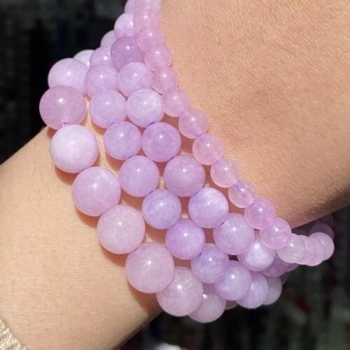 Natural Stone Purple Jades Angelite Loose Spacer Round Beads For Bracelets Jewelry Making Diy Handmade Accessories 6-10mm 15"