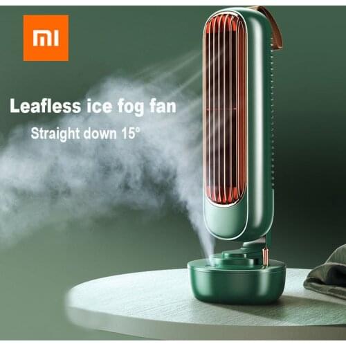 2021 Xiaomi New Air Cooler Fan Multifunctional Desktop Silent Air conditioner Humidifier Home Office USB Leafless Cooling Fan