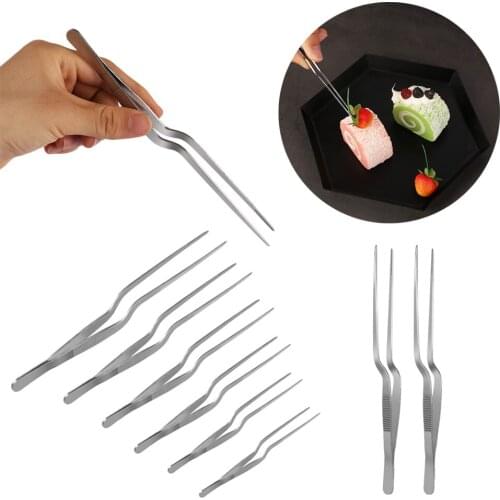New Fashion Plating Chef Food Tweezer BBQ Clip Barbecue Tongs Serving Presentation High Quality Stainless Steel Kitchen Tool