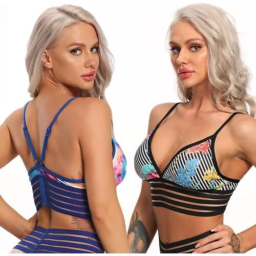 New Print Sports Bra Fitness Crop Tops For Women Sexy Gym Yoga Bra Push Up Top Workout Backless Underwear Plus Size Sportswear