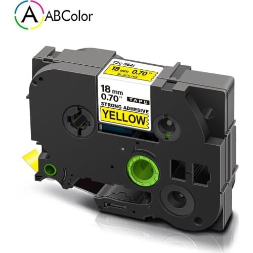 For Brother TZe-S641 TZe S641 TZ-S641 tzes641 18mm Strong Adhesive Tape Black on Yellow Printer Ribbon For Brother Label Maker