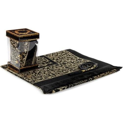 Luxury Muslim Prayer Rug Set Islamic Carpet Mat Rosary Gift Yasin-i Sharif Prayer Worship Prayer Rug Muslim Religious Doormat