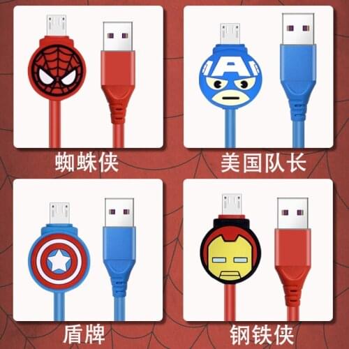 Marvel Spider Man Captain America for Android Mobile Phone USB Charging Cord Micro USB Cable Fast Charge USB Data Cable Line