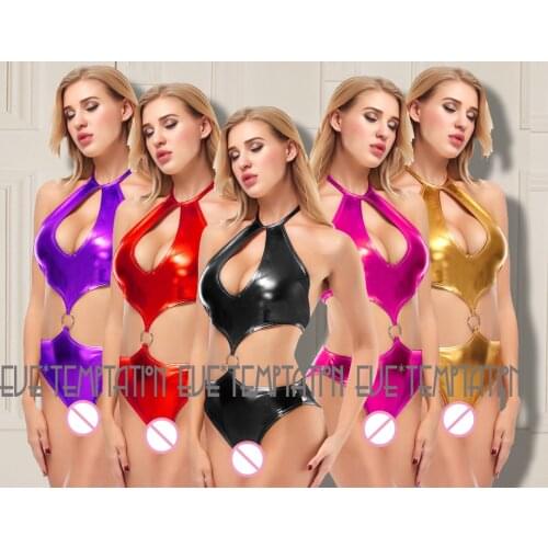 Sexy glisten Metallic PVC FAUX LEATHER Underwear Babydoll Lingerie underwear DRESS Stripper Party nightclub Skirt Apparel