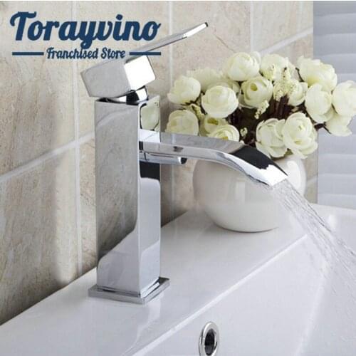 Bathroom Basin Faucet Torneira brass chrome Deck Mounted 8352 Single Handle Waterfall spray Sink brass Faucet Mixer Taps