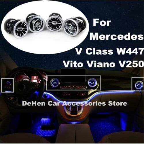 LED Air Outlet 64 Colors For Mercedes Benz V Class W447 Vito V250 Interior Front Console Air Condition AC Vent Turbo Style