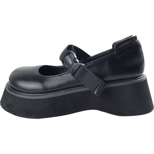 Vintage Lolita Shoes Harajuku Big Head Doll Shoes Casual Creepers Ladies Wedges Platform Pumps Gothic Black Boots Laarzen Dames