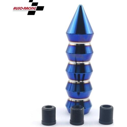 Universal Aluminum 145MM Gear Shift Knob Pointed End Cone Manual Transmission Shifter Lever Knob Gear Bamboo Style Burning Blue