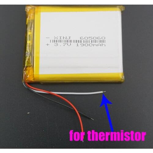 XINJ 3.7V 1900mAh 3wires for thermistor Lithium Polymer Li-Po Battery Li ion 605060 For GPS Sat Nav DIY E-book PDA MID ipod DVD
