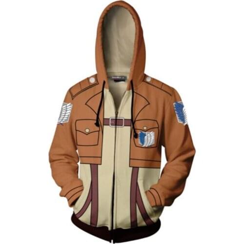 Japanese Anime Attack on Titan Women Men Sweater Zipper Hoodie Jacket Sweatshirts Levi Ackerman Shingeki no Kyojin Cosplay