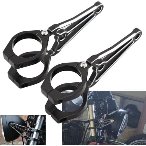 Motorcycle Black Headlight Bracket Mount Clamp 39mm/41mm Fork Tube Spotlight Holder For Harley Cafe Racer Chopper Bobber