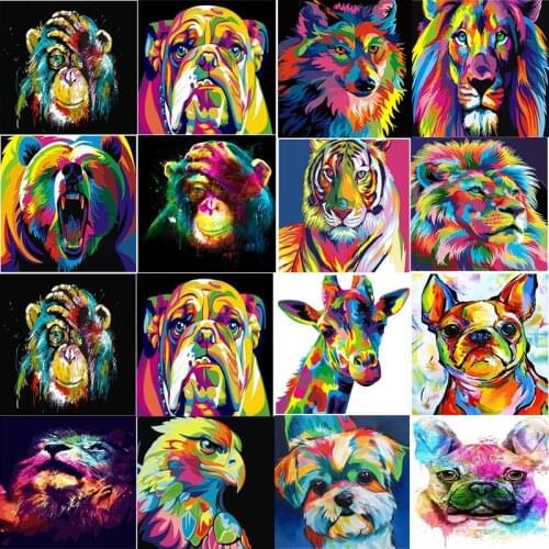 Oil Painting By Number Picture Anima Set On Canvas With Frame Drawing For Adults Acrylic Paint Coloring By Number Home Decor Art