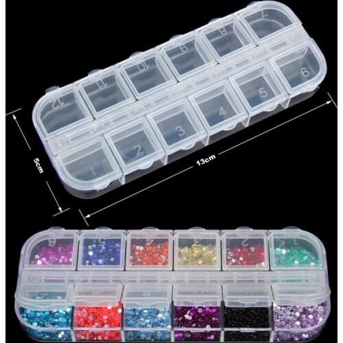1pc Nail Art Box Empty Divided Case Nail Tips Rhinestone Beads Gems Storage Box Clear Plastic Tips Box