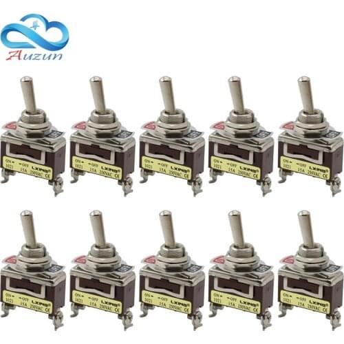 10pce Button switch 1021 silver contact shaking head rocker arm toggle switch 2 foot 2 single pole switch aperture 12MM