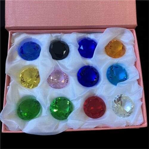 12pcs/Set Mixed Color 30mm Glass Diamond For Wedding Table Decoration Event Or Party Decoration One Box