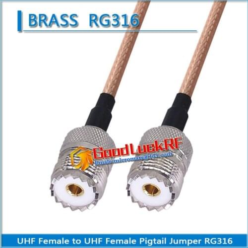 1X Pcs PL259 PL-259 SO239 SO-239 UHF Female to UHF Female Plug Pigtail Jumper RG316 Cable Low Loss 2 Dual UHF Female