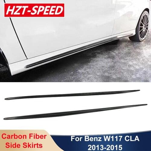2 PCS Side Car Skirts Extensions Aprons Carbon Fiber Material For Benz W117 CLA Class CLA250 CLA260 CLA45 2013-2015 Modification