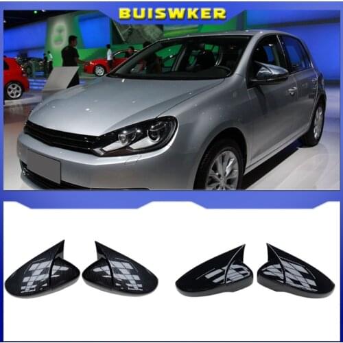 2pcs Car Rear View Mirrors Cover Protector For Golf 6 MK6 R VI 2009-2013 Black 5K0857537 Auto Rearview Mirror Covers Accessories