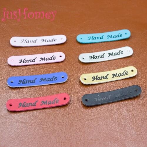 20PCS Printed HANDMADE PU Leather Label Tags Sewing Tag for DIY Sewing Project, Handmade Crafts, Patchwork, Apparel
