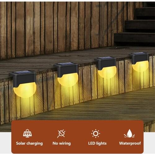 4 Pcs Solar Garden Stair Fence Light Landscape Railing Light Courtyard IP55 Waterproof Outdoor Lighting
