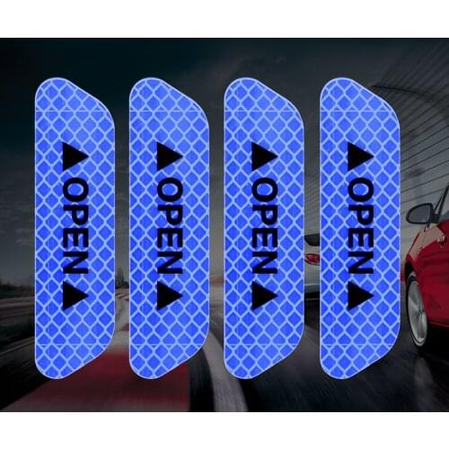 4Pcs Car OPEN Reflective Tape Warning Mark Open Notice Bicycle Accessories Exterior Car Door Stickers DIY