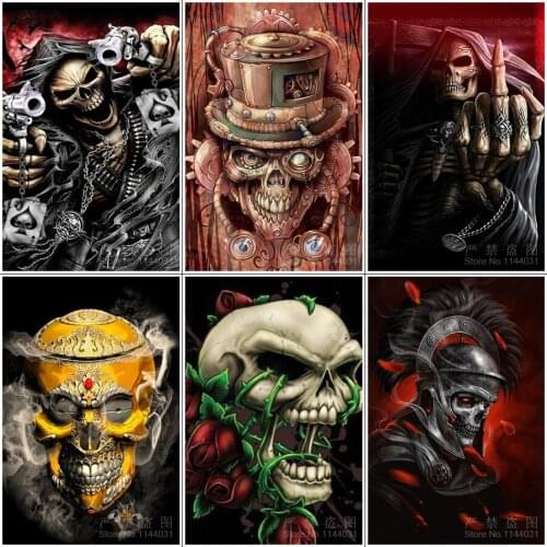 5D DIY Diamond Painting Skull Admiral and Gold Full Square Diamond Embroidery Mosaic Cross Stitch Kit Set Home Decor Needlework