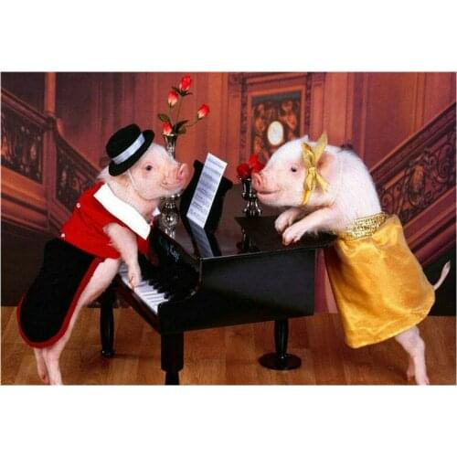 5d diamond painting pig couple full square / round animal piano sticker diamond embroidery diamond mosaic diamond art decoration