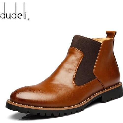 Autumn Winter Genuine Leather Ankle Chelsea Boots Men Shoes With Fur warm Vintage Classic Male Casual Motorcycle Boot Zapatos