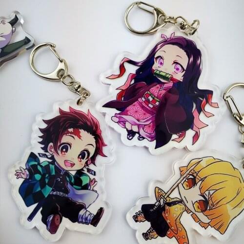 Anime Demon Slayer Kimetsu no Yaiba Kamado Tanjirou Cosplay Kamado Nezuko Acrylic lovely key chain keyring prop Keychain