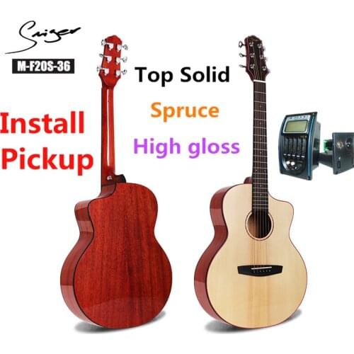 Travel Guitar Acoustic Solid Spruce Electric Steel-String 36 Inches Mini Guitarra 6 Strings Folk Pop Pickup High Gloss Mahogany