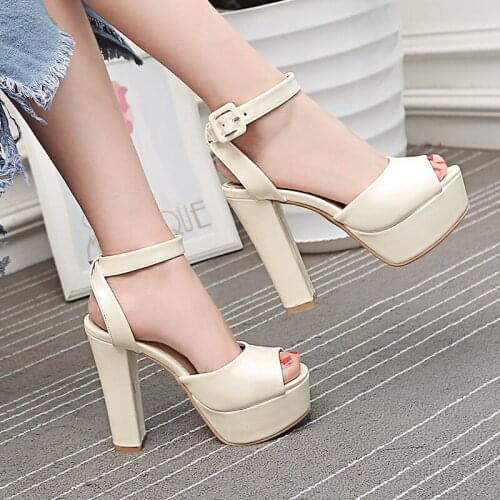 Elegant sandals womens high heels pump super high heels 13.5cm womens party sandals waterproof platform toe sandals