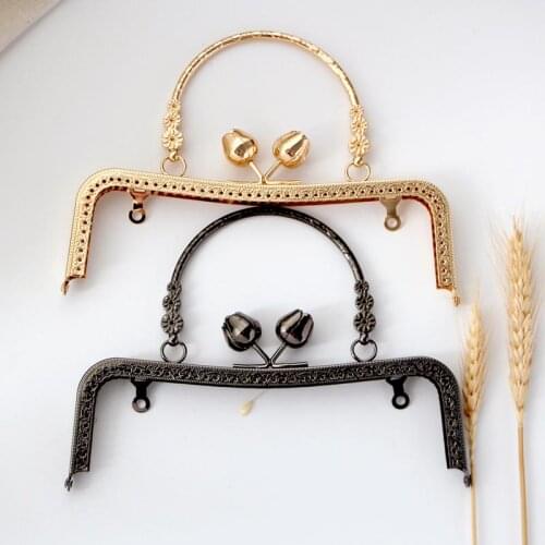 K616 Buds head spot drill hasp clasp 21CM handle purse frame gold black DIY Kiss lock bag coin purse Hardware accessories