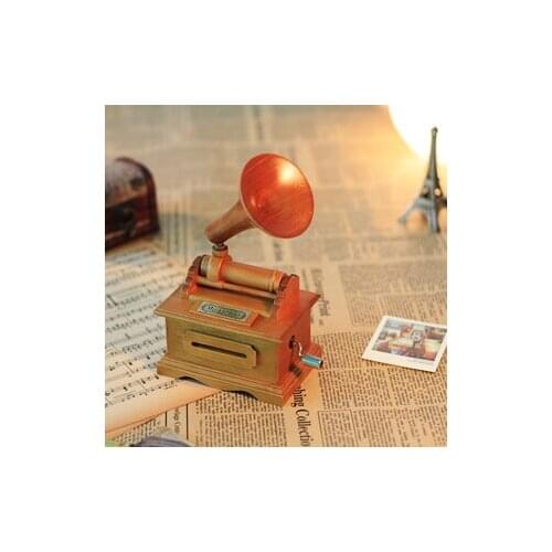 Hand cranked tape wood diy graphophone paper strip music box hand crank vintage music box gifts