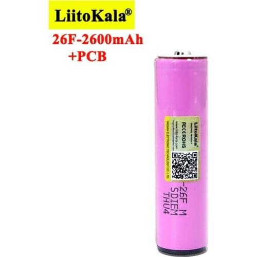 1pcs Liitokala Protected Original 18650 ICR18650-26FM 2600mAh Li-ion 3.7v Battery With PCB For Flashlight batteries