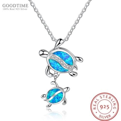 Fashion Really 925 Sterling SIlver Fine Jewelry Opal Cubic Zirconia Little Turtle Pendant Necklaces For Women Jewelry Dress Up