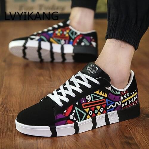 New Men Sneakers Casual Shoes Men Lovers Printing Fashion Flat Tenis Masculino Vulcanized Shoes Zapatos De Hombre