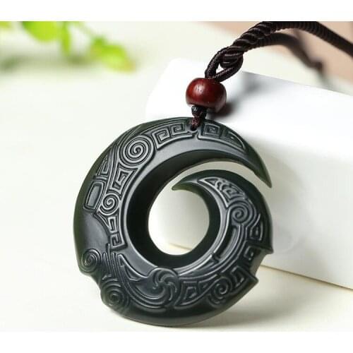 Natural Hetian Jade Luck Pendant Necklace Charm Jewellery Fashion Accessories Hand-Carved Man Woman Amulet