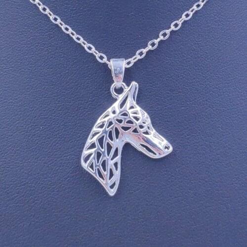 Doberman Necklace Dog Animal Pendant Gold Silver Plated Jewelry For Women Male Female Girls Ladies Kids Boys N023