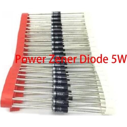 20pcs 1N5338B 1N5339B 1N5342B 1N5349B 1N5359B Power Zener Diode 5W 5.1V 5.6V 6.8V 12V 24V DO-15 CASE17-02
