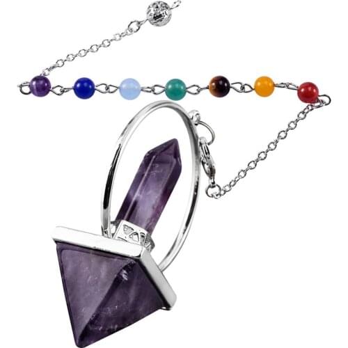 TUMBEELLUWA 7 Chakra Reiki Healing Dowsing Crystal Spiritual Energy Prism Pyramid Pendulum