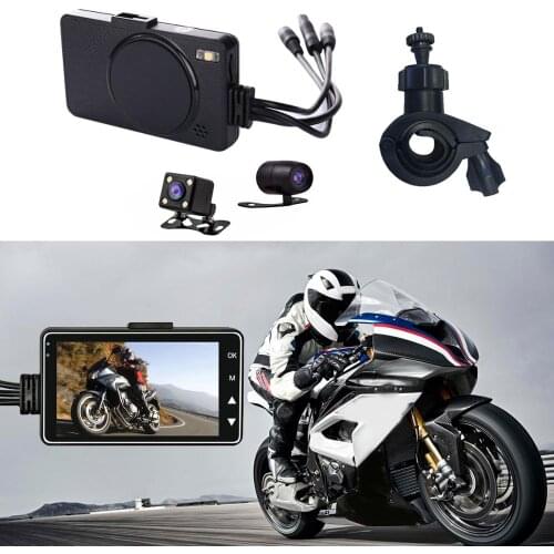 Areyourshop Universal 3" 140° Waterproof Dual Action Camera Video Recorder DVR IP68 1080P HD Motorcycle Recorder LCD Screen Part
