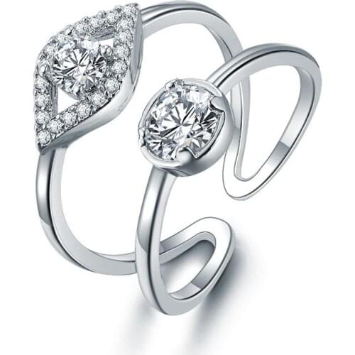 High Quality Sparkling Cubic Zirconia White Gold Plated Rings Jewelry Wholesale Fashion Cool Stuff Adjustable Ring For Women