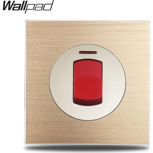 Wallpad Gold L6 Water Heater Cooker Unit 20A 45A Double Pole DP Wall Switch Brushed Satin Gold Aluminum Plate