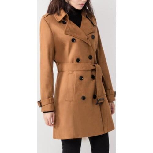 European spring ladies Suede trench coat for women long sleeves coats womens casaco feminino overcoat woman jaqueta autumn khaki