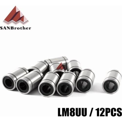 12PCS/Lot LM8UU Ball Bearings 8mm Bushing 3D Printers Parts Rail Linear Long Rod Shaft Part 8mm*15mm*24mm Good Quality