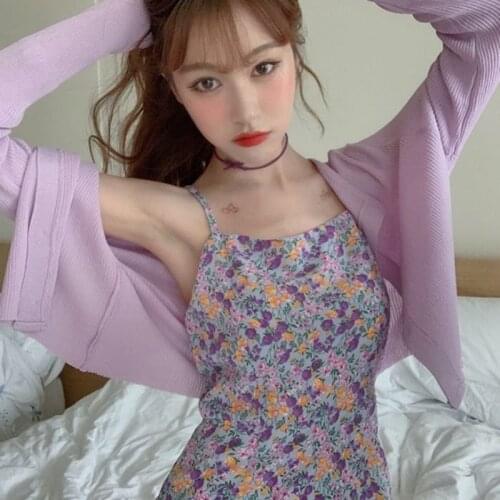 2021 French Floral Sling Dresses For Women Summer Retro Slim Slimming Floral Printing Dress Ladies Holiday Daily Party Dress