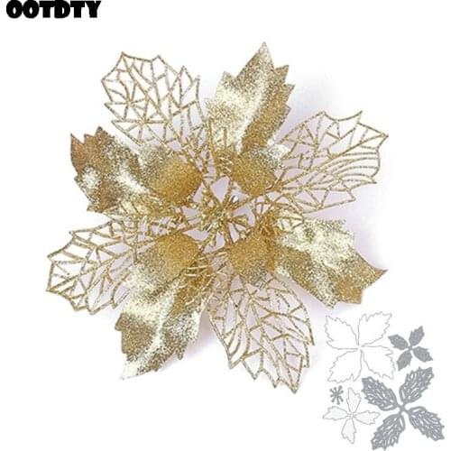 Xmas Flower Metal Cutting Dies Stencil Scrapbooking DIY Album Stamp Paper Card Embossing Decor Craft New Dies for 2020